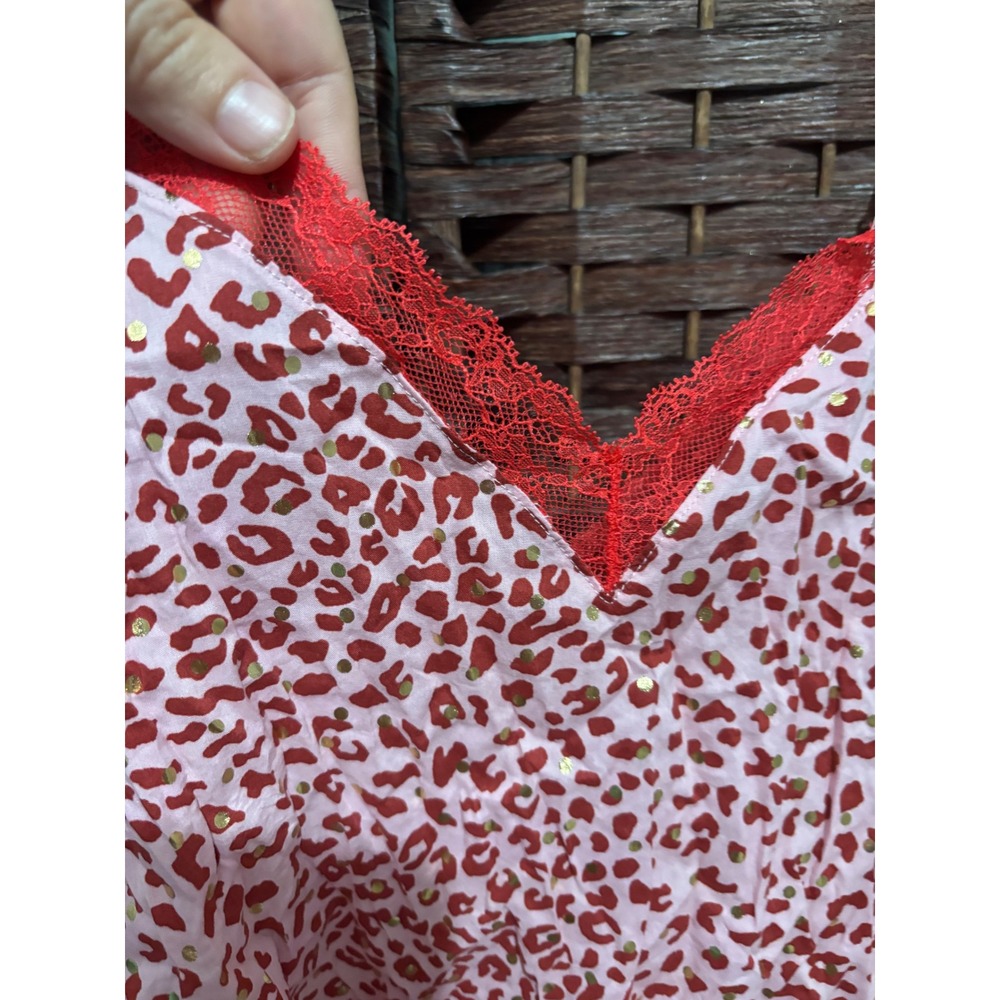 Victoria's Secret Pink Leopard Lace Cami Top L Gold Accent - Picture 4 of 7